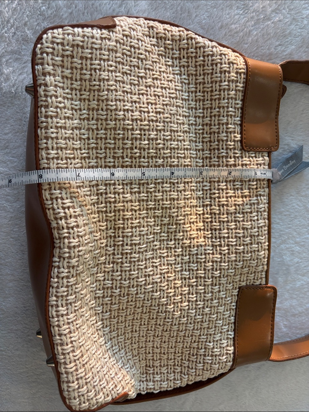 Vintage Stone Mountain Accessories Woven Cream and Brown Shoulder Bag - Picture 3 of 9